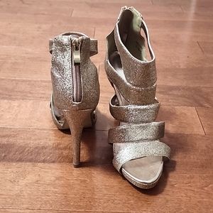 Call it Spring Gold caged heels